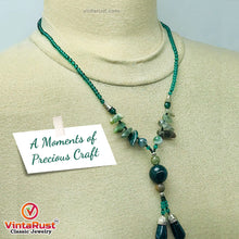 Load image into Gallery viewer, Green Stones Beaded Pendant Necklace