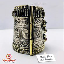 Load image into Gallery viewer, Gypsy Kuchi Bracelet With Glass Stones, Hinged Vintage Cuff
