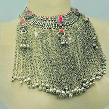 Load image into Gallery viewer, Gypsy Choker Necklace With Silver Kuchi Long Bells