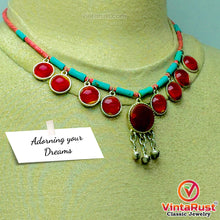 Load image into Gallery viewer, Tribal Beaded Chain Choker Necklace With Glass Stones