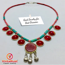 Load image into Gallery viewer, Tribal Beaded Chain Choker Necklace With Glass Stones