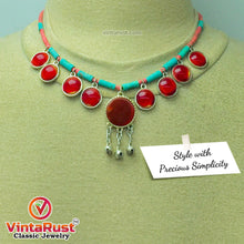 Load image into Gallery viewer, Tribal Beaded Chain Choker Necklace With Glass Stones