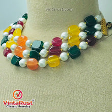 Load image into Gallery viewer, Handcrafted Colorful Stones and Pearls Beaded Choker Necklace