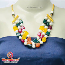 Load image into Gallery viewer, Handcrafted Colorful Stones and Pearls Beaded Choker Necklace