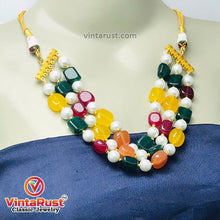Load image into Gallery viewer, Handcrafted Colorful Stones and Pearls Beaded Choker Necklace