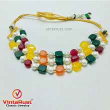 Load image into Gallery viewer, Handcrafted Colorful Stones and Pearls Beaded Choker Necklace