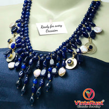 Load image into Gallery viewer, Handcrafted Lapis Choker Mala Necklace With Vintage Coins