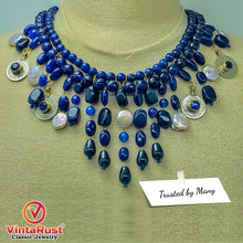 Load image into Gallery viewer, Handcrafted Lapis Choker Mala Necklace With Vintage Coins