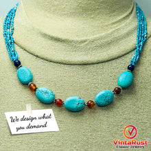 Load image into Gallery viewer, Handmade Turquoise Stone Choker Necklace