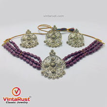 Load image into Gallery viewer, Handmade Beaded Jewelry Set With Golden Metal Motif