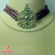 Load image into Gallery viewer, Handmade Beaded Jewelry Set With Golden Metal Motif