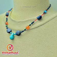 Load image into Gallery viewer, Lapis and Turquoise Stones Beaded Necklace