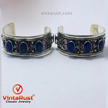 Load image into Gallery viewer, Handmade Cuff Bracelet inlaid with Stones and Beads