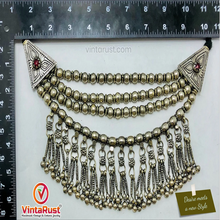 Load image into Gallery viewer, Handmade Choker Necklace with Silver Metal Beads