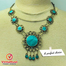 Load image into Gallery viewer, Handmade Boho Tribal Stone Pendant Necklace