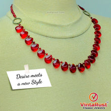 Load image into Gallery viewer, Handmade Red Beaded Chain Choker Necklace