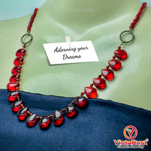 Load image into Gallery viewer, Handmade Beaded Chain Choker Necklace With Red Glass Stones