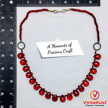 Load image into Gallery viewer, Handmade Beaded Chain Choker Necklace With Red Glass Stones