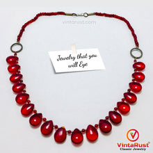 Load image into Gallery viewer, Handmade Beaded Chain Choker Necklace With Red Glass Stones