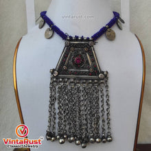 Load image into Gallery viewer, Handmade Tribal Metal Necklace with Beaded Strip