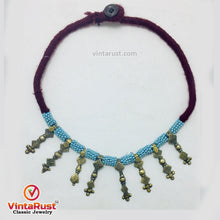 Load image into Gallery viewer, Handmade Tribal Metal Spikes Necklace With Turquoise Beads