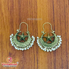 Load image into Gallery viewer, Antique Style Hoop Earrings With Small Pearls
