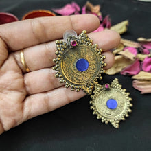 Load image into Gallery viewer, Handmade Gold Coins Earrings With Glass Stones