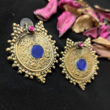 Load image into Gallery viewer, Handmade Gold Coins Earrings With Glass Stones