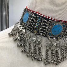 Load image into Gallery viewer, Tribal Ethnic Choker Necklace with Stones and Silver Bells