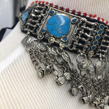 Load image into Gallery viewer, Turquoise Kuchi Choker Necklace With Bells