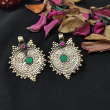 Load image into Gallery viewer, Handmade Gold Coins Earrings With Glass Stones