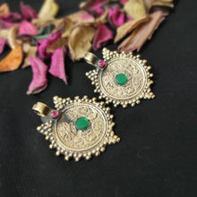 Load image into Gallery viewer, Handmade Gold Coins Earrings With Glass Stones