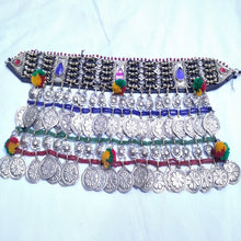 Load image into Gallery viewer, Massive Choker Necklace, Antique Long Dangling Multicolor Choker Necklace