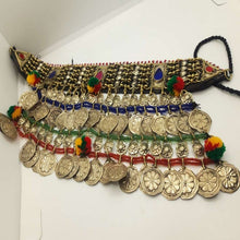 Load image into Gallery viewer, Massive Choker Necklace, Antique Long Dangling Multicolor Choker Necklace