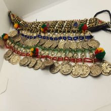 Load image into Gallery viewer, Massive Choker Necklace, Antique Long Dangling Multicolor Choker Necklace