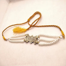 Load image into Gallery viewer, Tribal Motif Choker Necklace With Pearls Beaded Chain