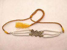 Load image into Gallery viewer, Tribal Motif Choker Necklace With Pearls Beaded Chain