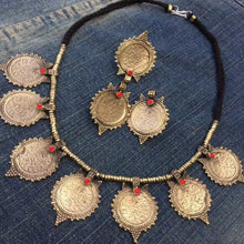 Load image into Gallery viewer, Antique Gold Tone Coins Jewelry Set