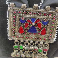 Load image into Gallery viewer, Long Straps Mala Style Pendant Necklace, Pendant With Dangling Tassels and Mirror