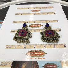 Load image into Gallery viewer, Ethnic Stone Square Shaped Earrings With Small Bells