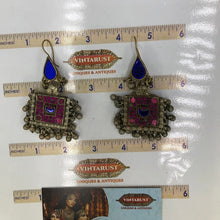 Load image into Gallery viewer, Ethnic Stone Square Shaped Earrings With Small Bells