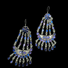 Load image into Gallery viewer, Blue Glass Stone Kuchi Massive Earrings