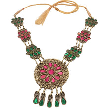 Load image into Gallery viewer, Pink and Green Glass Stones Pendant Necklace