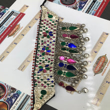 Load image into Gallery viewer, Tribal Choker Necklace With Dangling Tassels and Glass Stones