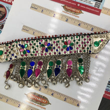 Load image into Gallery viewer, Tribal Choker Necklace With Dangling Tassels and Glass Stones