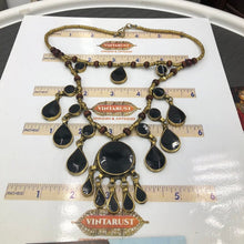 Load image into Gallery viewer, Afghan Two Layers Black Stones Metal and Wooden Beaded Chain Necklace