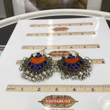 Load image into Gallery viewer, Vintage Blue and Orange Glass Stone Earrings
