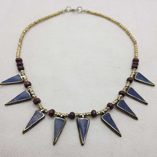 Load image into Gallery viewer, Choker Necklace, Afghan Tribal Beaded Chain Choker Necklace, Ethnic Stone Jewelry, Tribal Gypsy Jewelry, Boho Jewelry, Statement Necklace
