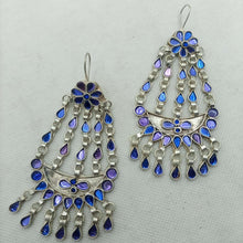 Load image into Gallery viewer, Blue Glass Stone Kuchi Massive Earrings