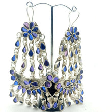 Load image into Gallery viewer, Blue Glass Stone Afghan Kuchi Massive Earrings